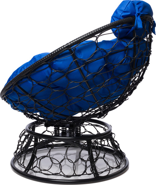 Изображение товара Кресло садовое M-Group Папасан пружинка мини / 12090410 (черный ротанг/синяя подушка)