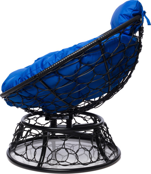 Изображение товара Кресло садовое M-Group Папасан пружинка мини / 12090410 (черный ротанг/синяя подушка)