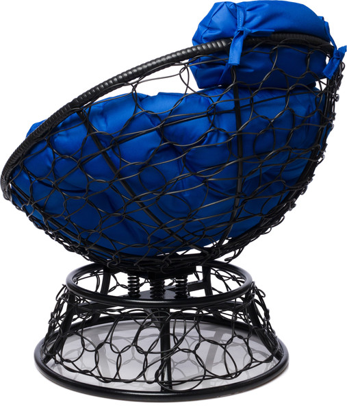 Изображение товара Кресло садовое M-Group Папасан пружинка мини / 12090410 (черный ротанг/синяя подушка)