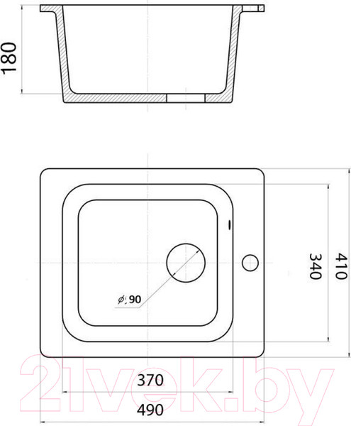 Изображение товара Мойка кухонная Wisent 420-30W (с сифоном GER013)