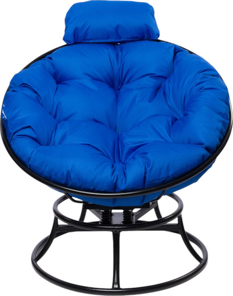 Изображение товара Кресло садовое M-Group Папасан пружинка мини / 12080410 (черный/синяя подушка)