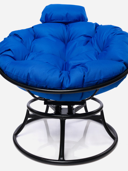 Изображение товара Кресло садовое M-Group Папасан пружинка мини / 12080410 (черный/синяя подушка)