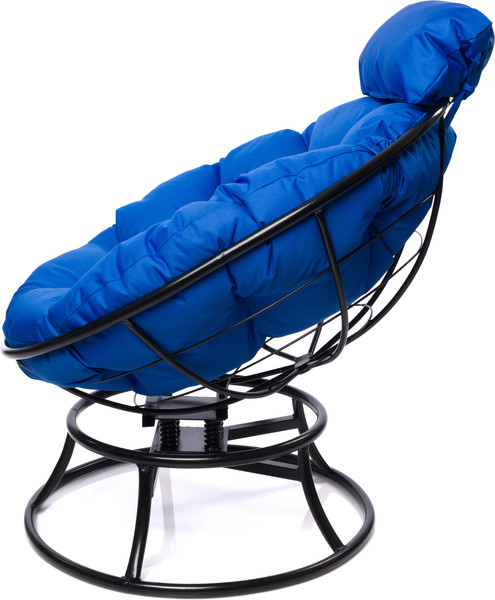Изображение товара Кресло садовое M-Group Папасан пружинка мини / 12080410 (черный/синяя подушка)