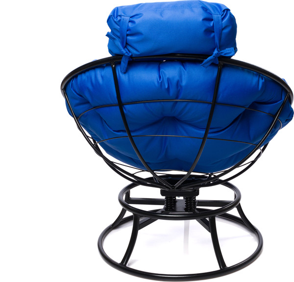 Изображение товара Кресло садовое M-Group Папасан пружинка мини / 12080410 (черный/синяя подушка)