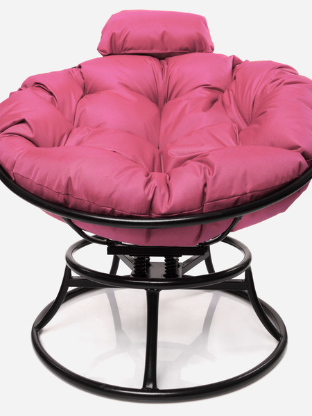 Изображение товара Кресло садовое M-Group Папасан пружинка мини / 12080408 (черный/розовая подушка)