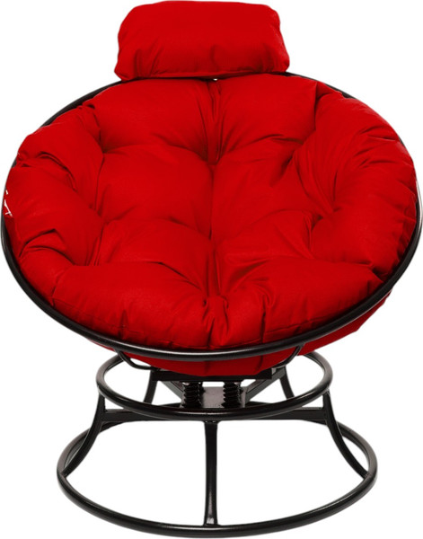 Изображение товара Кресло садовое M-Group Папасан пружинка мини / 12080406 (черный/красная подушка)