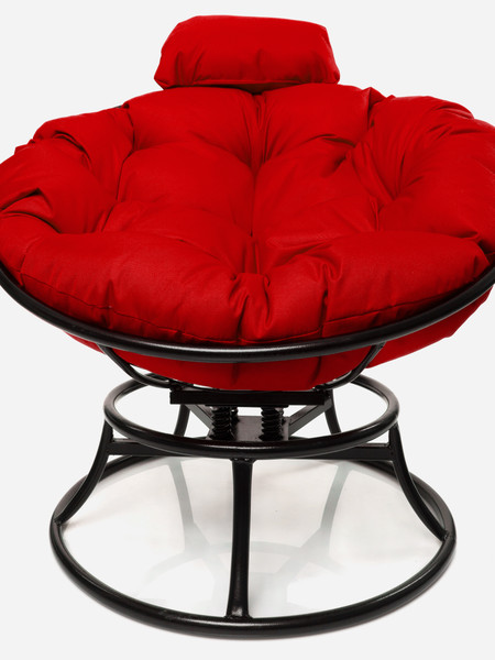 Изображение товара Кресло садовое M-Group Папасан пружинка мини / 12080406 (черный/красная подушка)