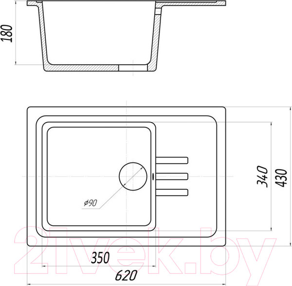 Изображение товара Мойка кухонная Wisent 620-28W (с сифоном GER013)