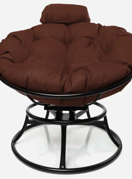 Изображение товара Кресло садовое M-Group Папасан пружинка мини / 12080405 (черный/коричневая подушка)