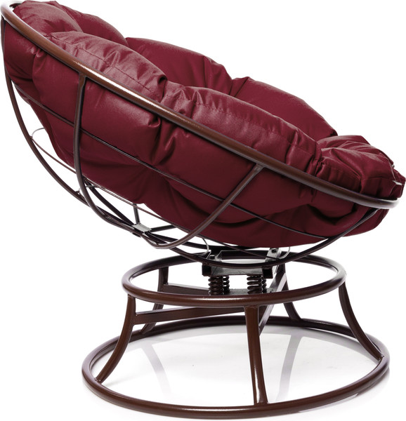 Изображение товара Кресло садовое M-Group Папасан пружинка мини / 12080202 (коричневый/бордовая подушка)