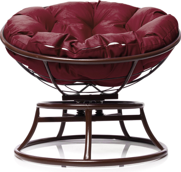 Изображение товара Кресло садовое M-Group Папасан пружинка мини / 12080202 (коричневый/бордовая подушка)