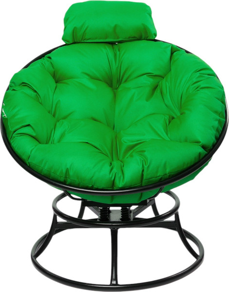 Изображение товара Кресло садовое M-Group Папасан пружинка мини / 12080404 (черный/зеленая подушка)