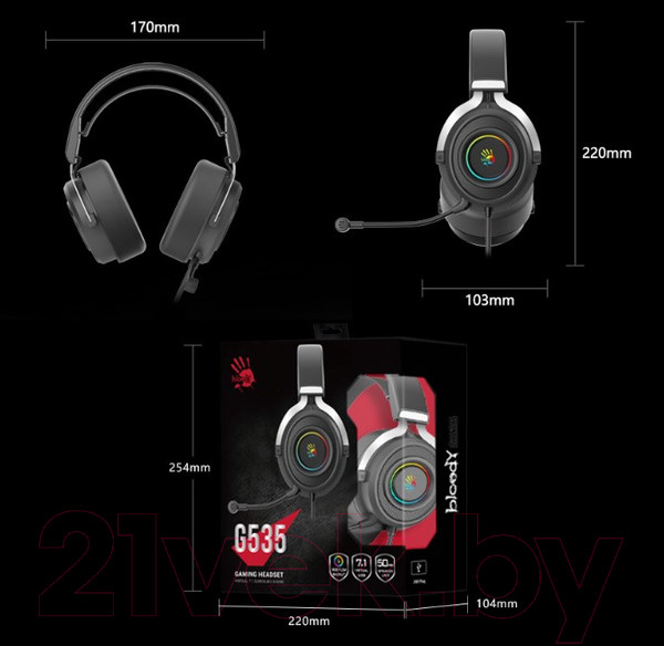 Изображение товара Наушники-гарнитура A4Tech Bloody G535 (черный/серебристый)