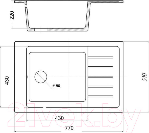Изображение товара Мойка кухонная Wisent 780-28WP (с сифоном GER013)