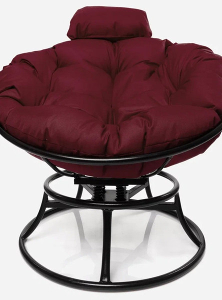 Изображение товара Кресло садовое M-Group Папасан пружинка мини / 12080402 (черный/бордовая подушка)