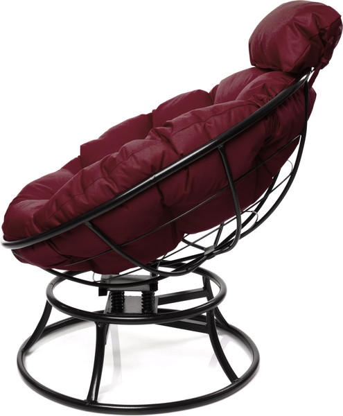 Изображение товара Кресло садовое M-Group Папасан пружинка мини / 12080402 (черный/бордовая подушка)