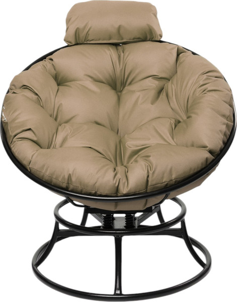 Изображение товара Кресло садовое M-Group Папасан пружинка мини / 12080401 (черный/бежевая подушка)