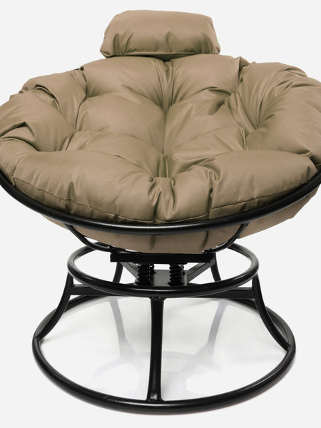 Изображение товара Кресло садовое M-Group Папасан пружинка мини / 12080401 (черный/бежевая подушка)