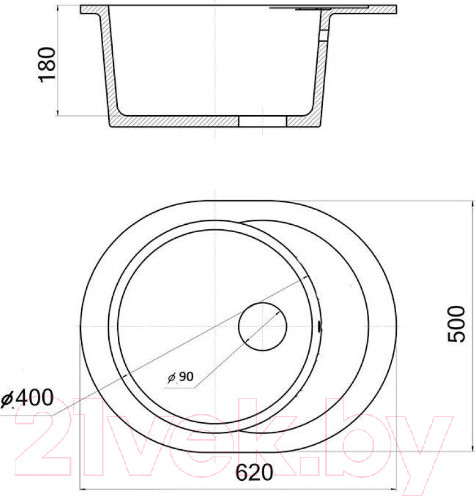 Изображение товара Мойка кухонная Wisent 620-28WR (с сифоном GER013)