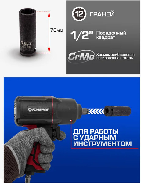 Изображение товара Головка слесарная Forsage F-4488524