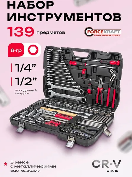 Изображение товара Универсальный набор инструментов ForceKraft FK-41391-5 (56420)