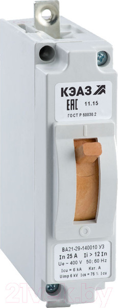 Изображение товара Выключатель автоматический КЭАЗ ВА21-29-120010-1А-3Iн-400AC-У3 / 100575