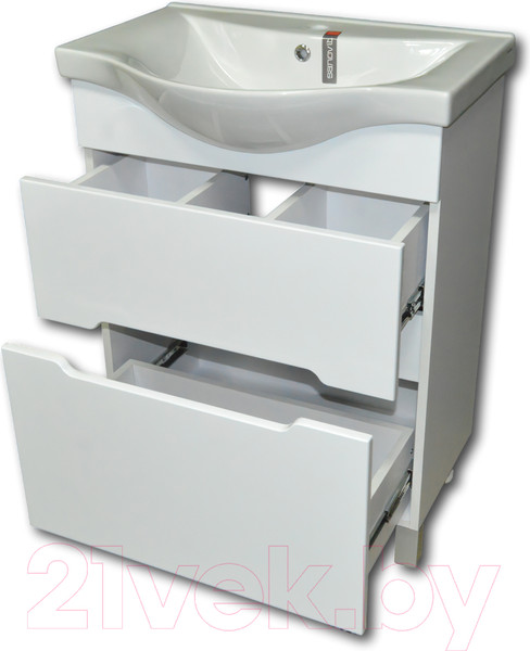 Изображение товара Тумба с умывальником Гамма Р25оФ8-У65 Альбатрос-10065 (фасад белый)