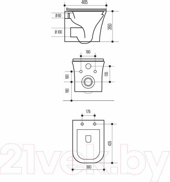 Изображение товара Унитаз подвесной White Wave Promo (белый глянец)