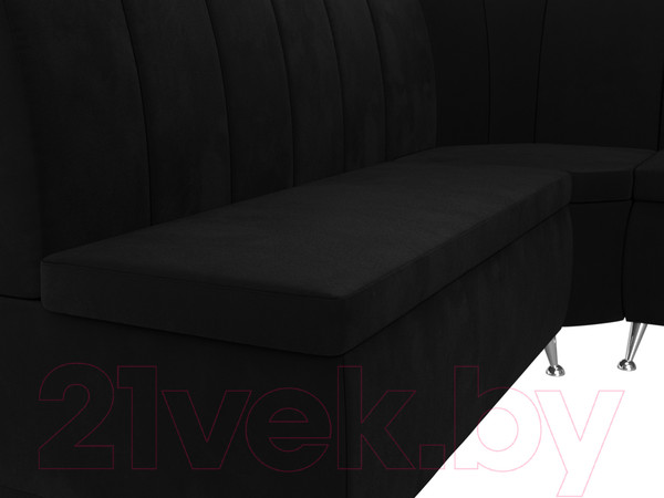 Изображение товара Уголок кухонный мягкий Лига Диванов Кантри 113 правый / 60334 (микровельвет, черный)