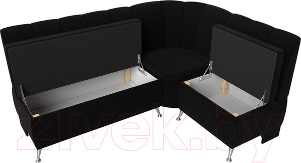 Изображение товара Уголок кухонный мягкий Лига Диванов Кантри 113 правый / 60334 (микровельвет, черный)