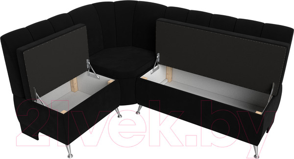 Изображение товара Уголок кухонный мягкий Лига Диванов Кантри 113 левый / 60334 (микровельвет, черный)