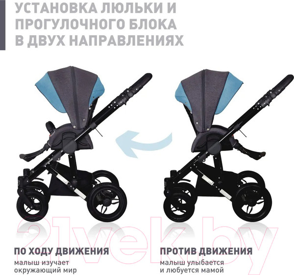Изображение товара Детская универсальная коляска Еду-Еду Вояж 2 в 1 / KLS0038 (темно-серый/голубой)