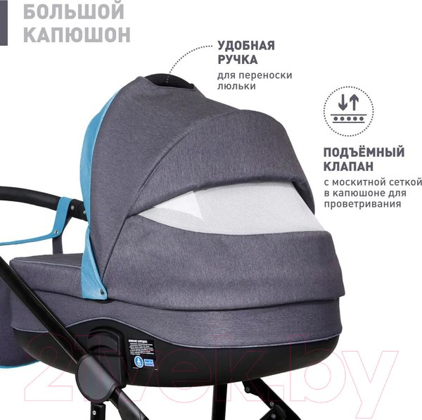 Изображение товара Детская универсальная коляска Еду-Еду Вояж 2 в 1 / KLS0038 (темно-серый/голубой)