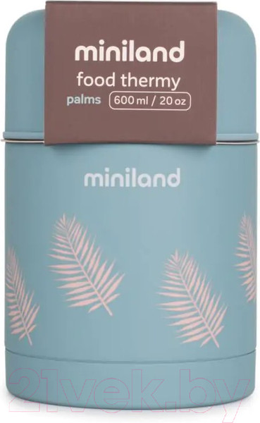 Изображение товара Термос для еды Miniland Terra Thermos / 89445 (600мл, бирюзовый/пальмы)