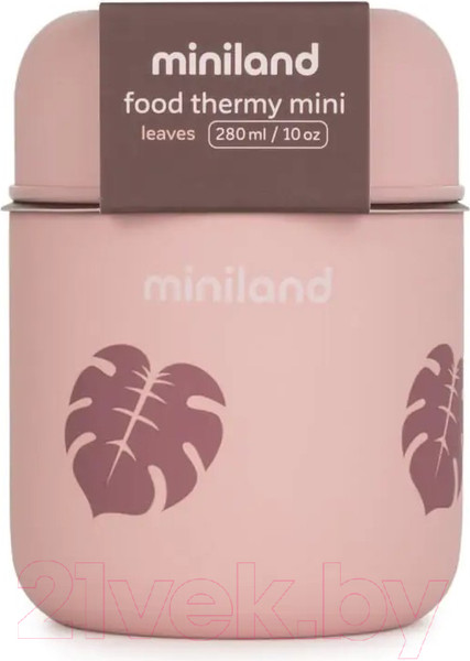 Изображение товара Термос для еды Miniland Terra Thermos Mini / 89444 (280мл, бежевый/листья)