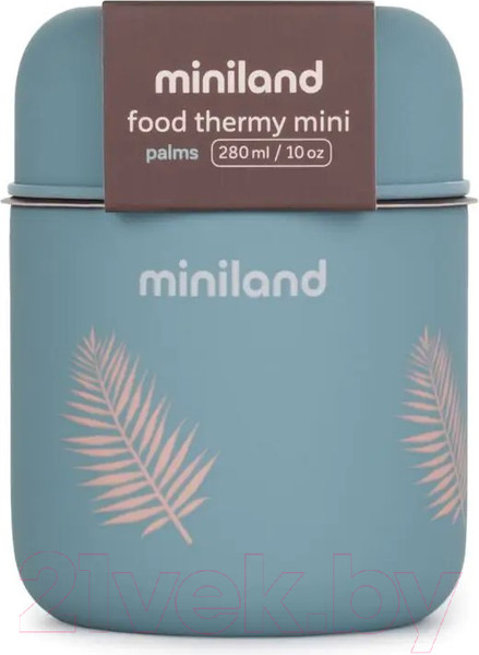 Изображение товара Термос для еды Miniland Terra Thermos Mini / 89443 (280мл, бирюзовый/пальмы)