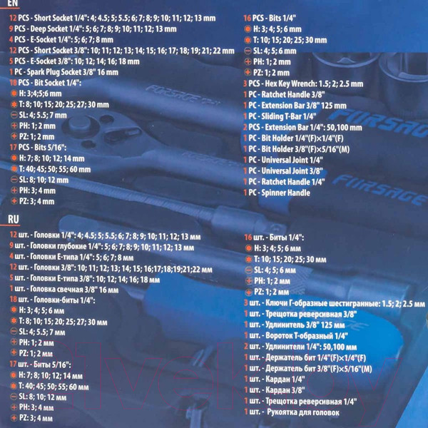 Изображение товара Универсальный набор инструментов Forsage F-41082-5DS