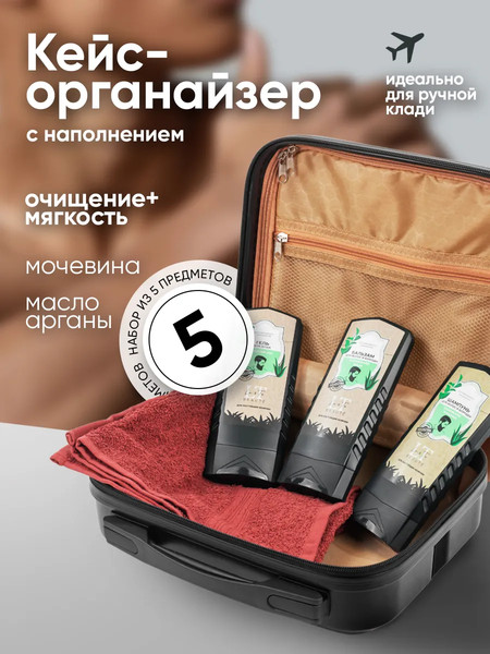 Изображение товара Набор косметики для тела и волос La and Te beaute Гель для душа+Бальзам для волос+Шампунь+Полотенце LT15Bag