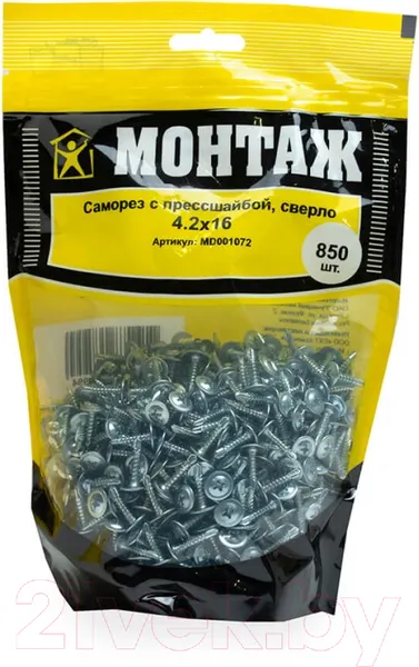 Изображение товара Саморез Монтаж С прессшайбой 4.2х16 сверло / MD001072 (850шт, цинк)