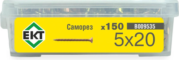 Изображение товара Саморез ЕКТ Универсальный 5.0x20 / B009535 (150шт, желтый цинк)
