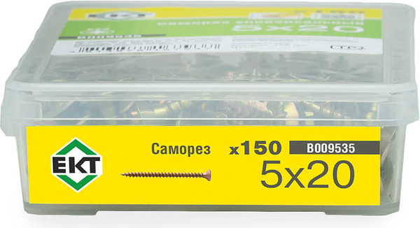 Изображение товара Саморез ЕКТ Универсальный 5.0x20 / B009535 (150шт, желтый цинк)