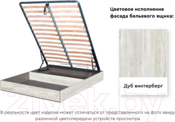 Изображение товара Двуспальная кровать Мебельград Даллас с подъемным ортопедическим основанием 160x200 (дуб винтерберг/таксония)