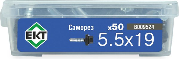 Изображение товара Саморез ЕКТ Кровельный 5.5x19 / B009524 (50шт, RAL 9005)
