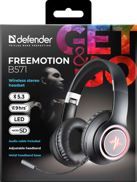 Изображение товара Беспроводные наушники Defender FreeMotion B571 / 63572 (черный)