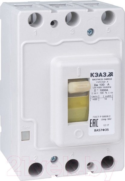 Изображение товара Выключатель автоматический КЭАЗ ВА57Ф35-340010-20А-200-400AC-УХЛ3 / 109311