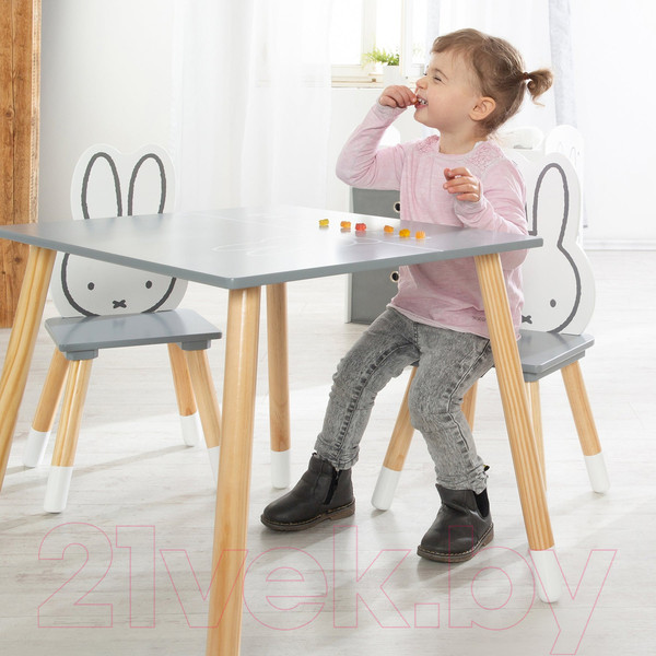 Изображение товара Комплект мебели с детским столом Roba Miffy / 450019D210 (серый/белый/натуральный)