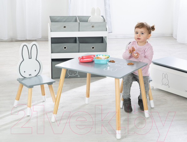 Изображение товара Комплект мебели с детским столом Roba Miffy / 450019D210 (серый/белый/натуральный)