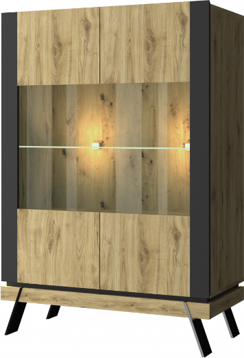 Изображение товара Шкаф с витриной Anrex Street 2V (дуб наварра/черный)