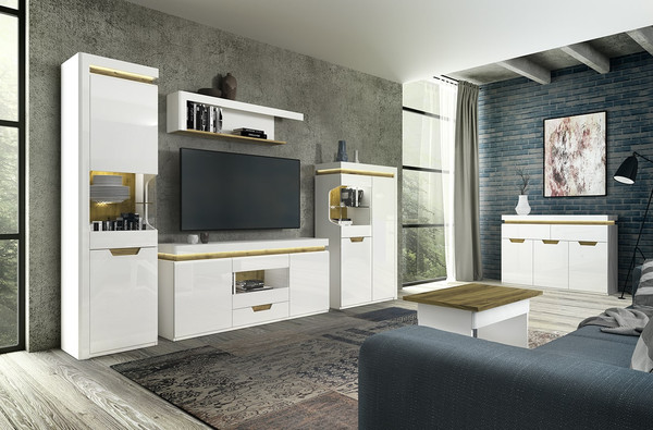 Изображение товара Тумба Anrex Torino RTV 1V2D1S (белый/дуб наварра)