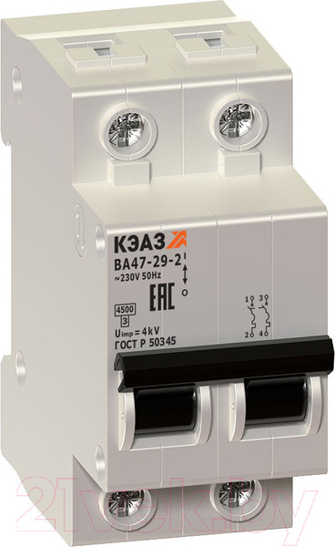 Изображение товара Выключатель автоматический КЭАЗ ВА47-29-2B16-УХЛ3 / 253048